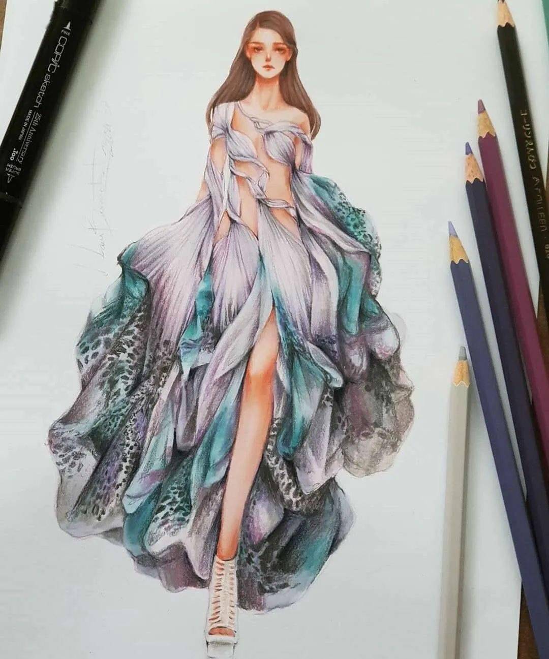 马克笔下的时尚诗篇 服装设计手绘插画的艺术与实践